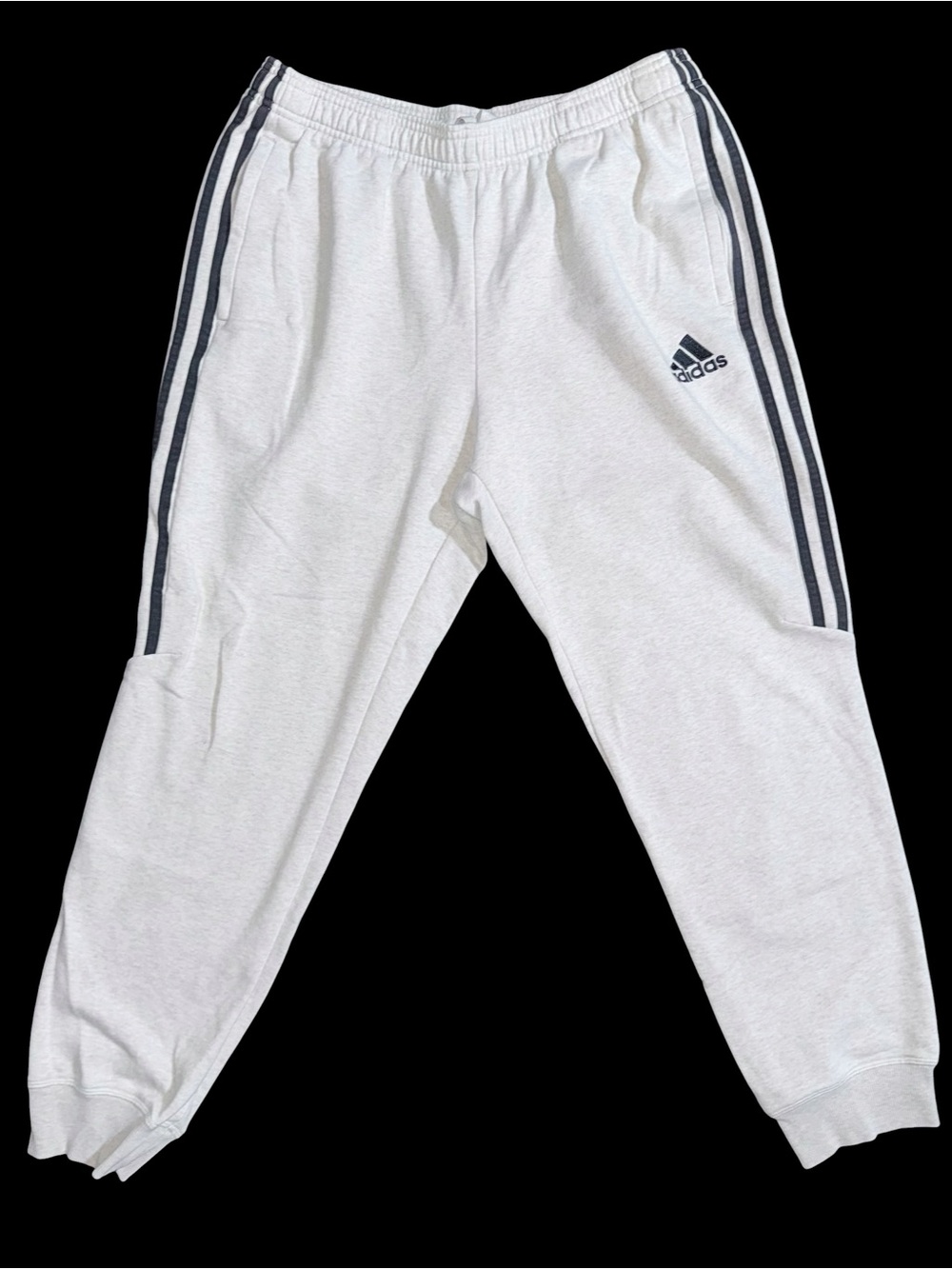 adidas Men's 3-Stripe Jogger Sweatpants Size L Grey w/Black Zip Pocket